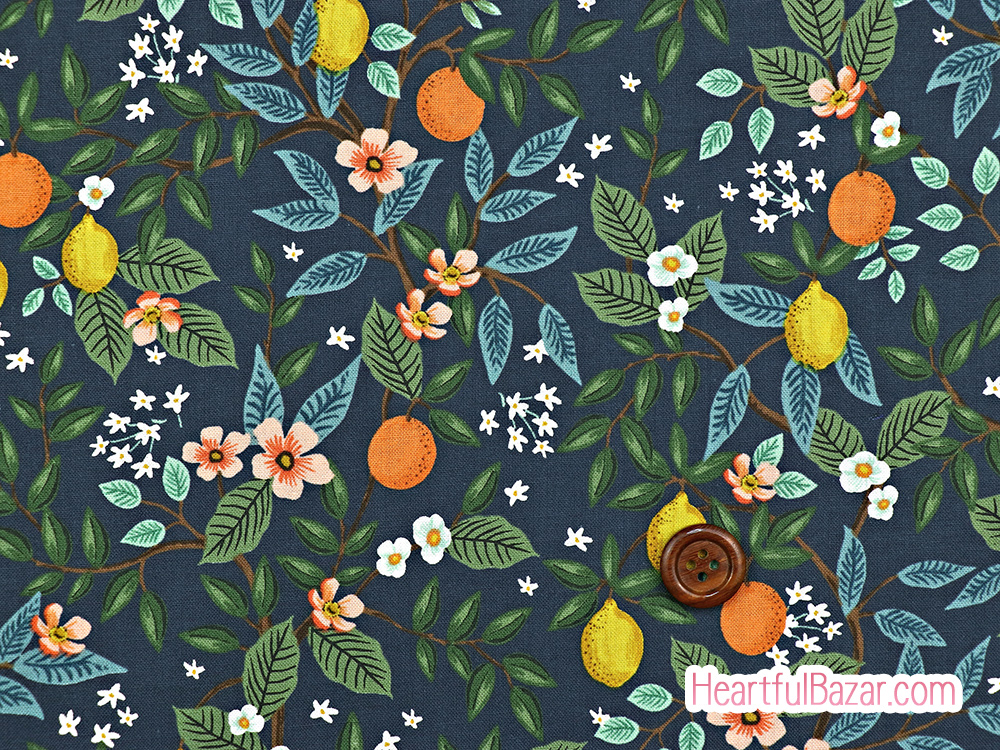 (110x50)COTTON+STEEL BRAMBLE シトラスグローブ ネイビー