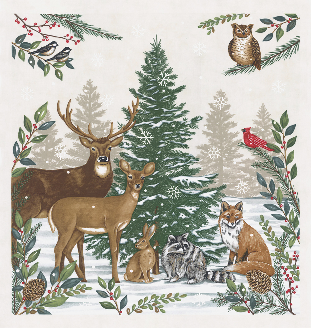 [panel]moda Woodland Winter クリスマスパネル ホワイト