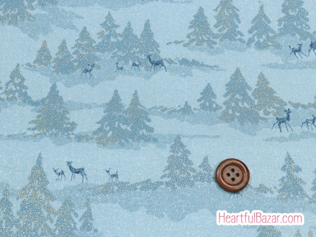 (54x50)moda Forest Frost Glitter 鹿の森 アイスブルー