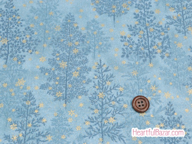 (110x30)moda Forest Frost Glitter 松の木 アイスブルー