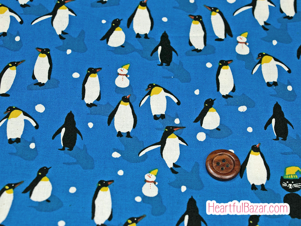 [oc]COTTON+STEEL WAKUWAKU CHRiSTMAS ペンギンダンス ブルー