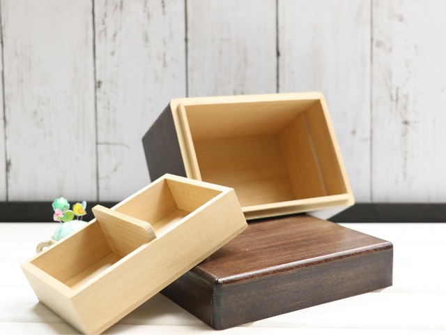 [木製]小さめサイズの裁縫箱(色:ウッドランドブラウン)